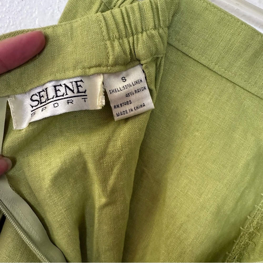 Selene Sport Vintage Linen Blend Fringe Lace Trim Boho Western Skirt Small - Picture 7 of 7